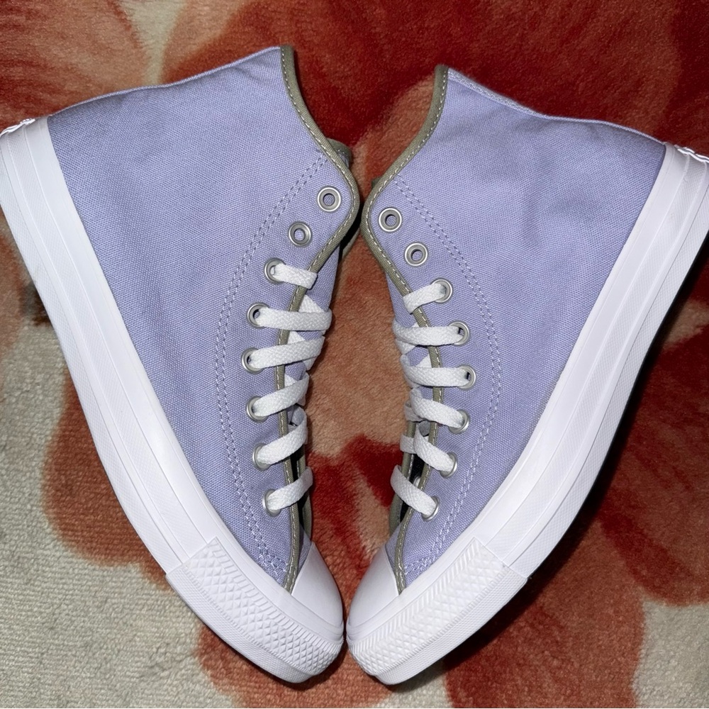 Converse Chuck Taylor All Star High Purple White Sage Green Custom size 8.5 NEW
